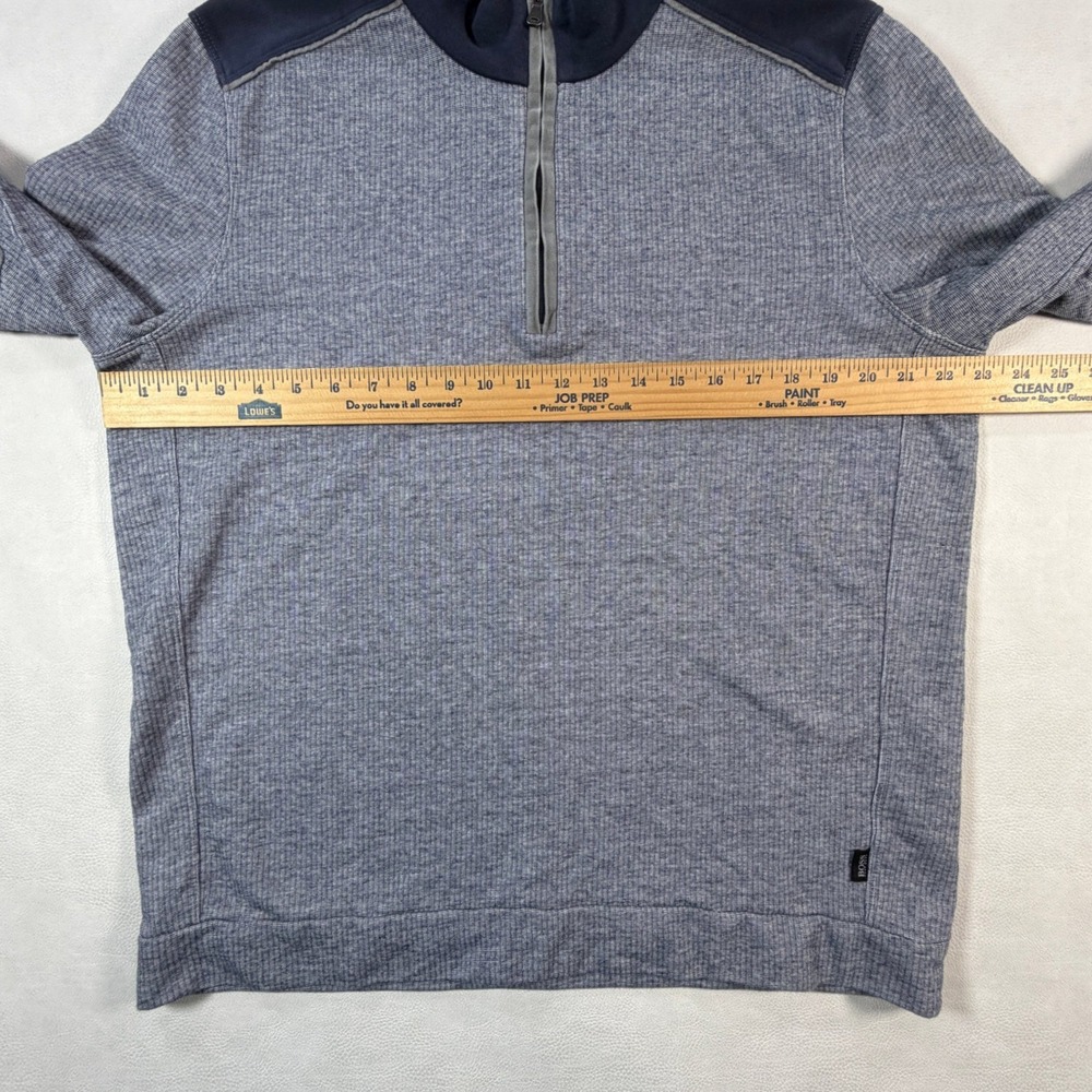 Hugo Boss Piceno 33 Mens XXL Blue Gray Quarter Zip Pullover Elbow Patches - Picture 6 of 15